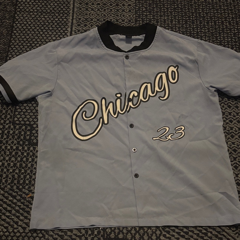SHEIN Light Blue Baseball Jersey